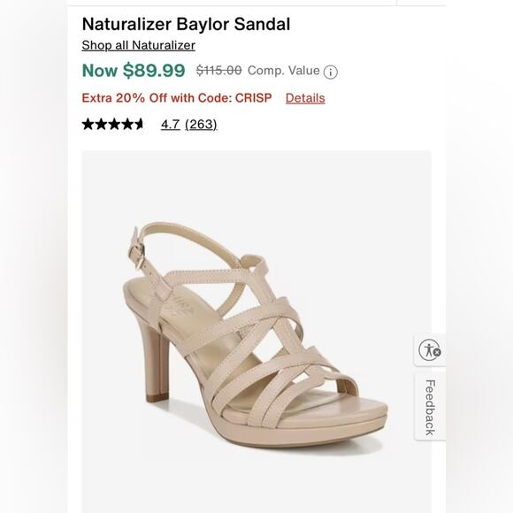 Naturalizer Baylor CremeBrulee/Nude Beige Strappy Heels. Size 9M. Worn Once - Picture 4 of 16